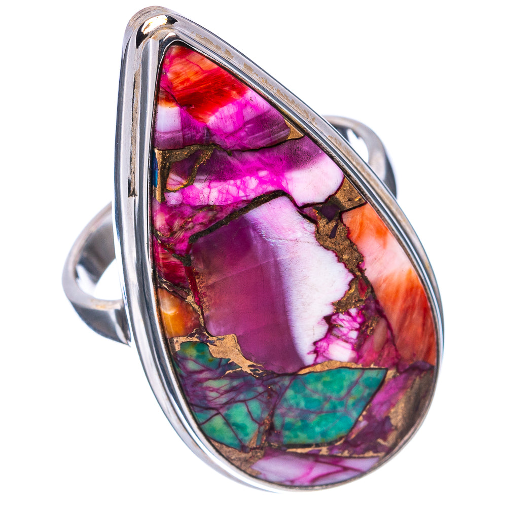 Premium Pink Dahlia Mohave Turquoise Ring Size 7.5 (.925 Sterling Silver)