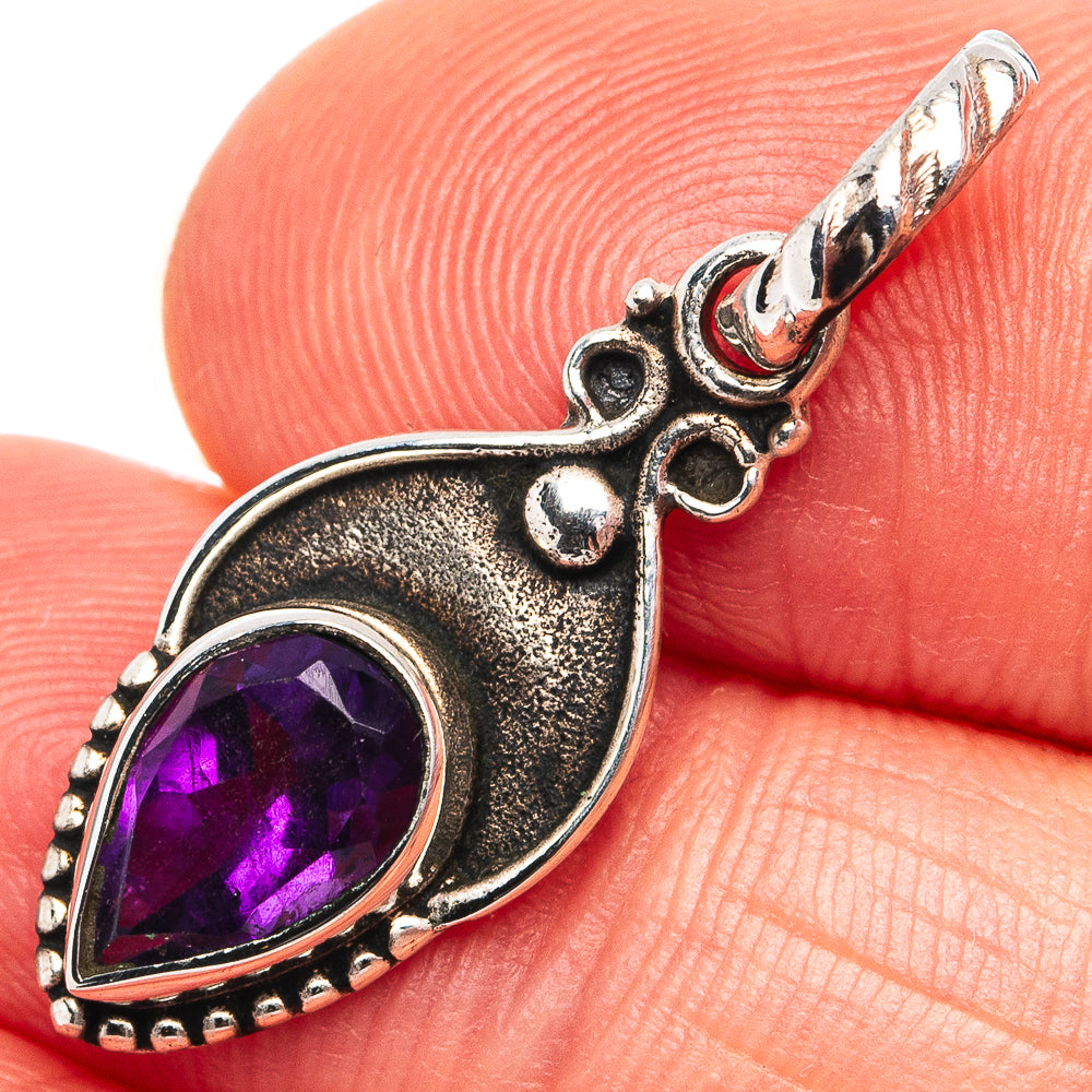 Amethyst Dainty Pendant 1 1/8" (.925 Sterling Silver)