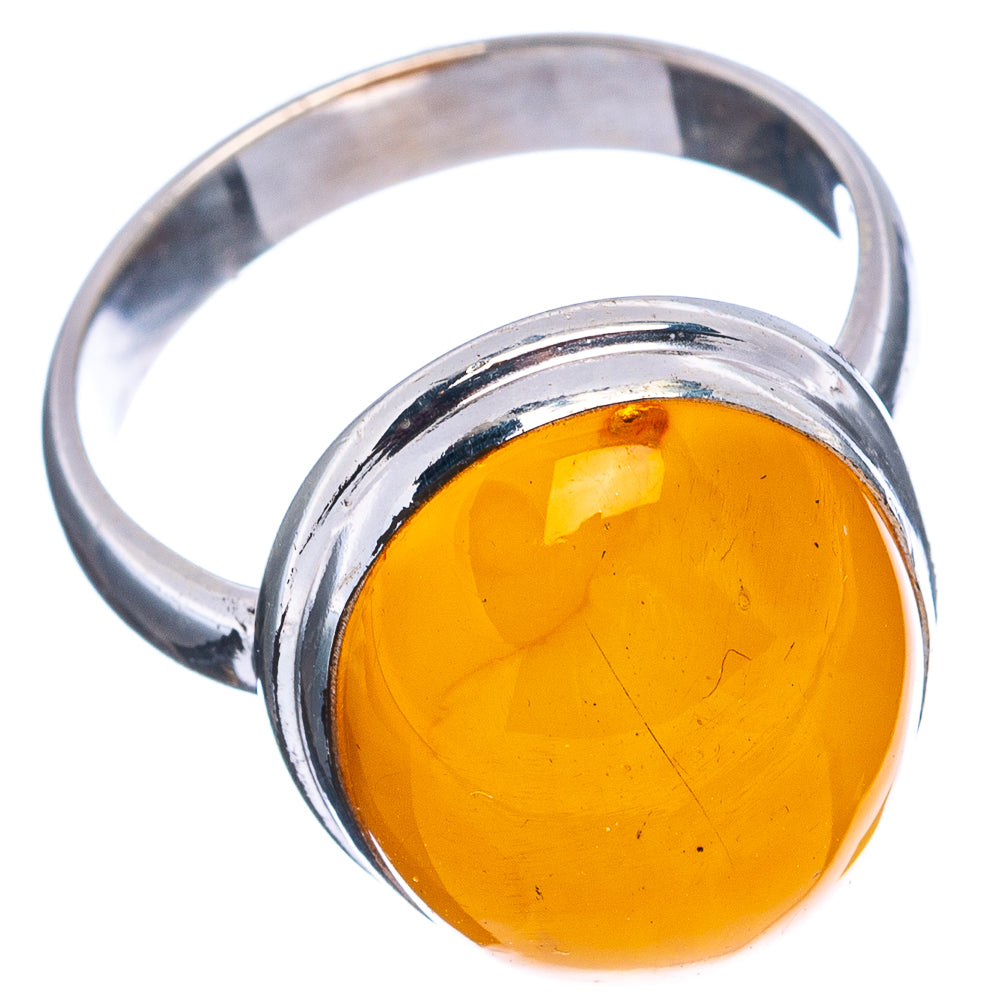 Bone Amber Ring Size 8 (.925 Sterling Silver)
