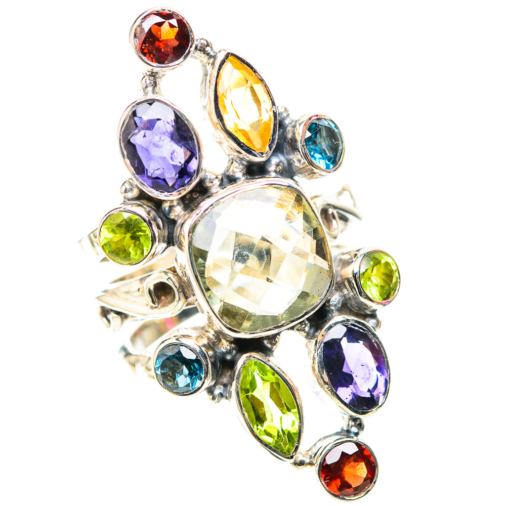 Signature Large Green Amethyst, Peridot, Tanzanite, Citrine, Blue Topaz, Garnet Ring Size 7.75 (925 Sterling Silver) RING138307