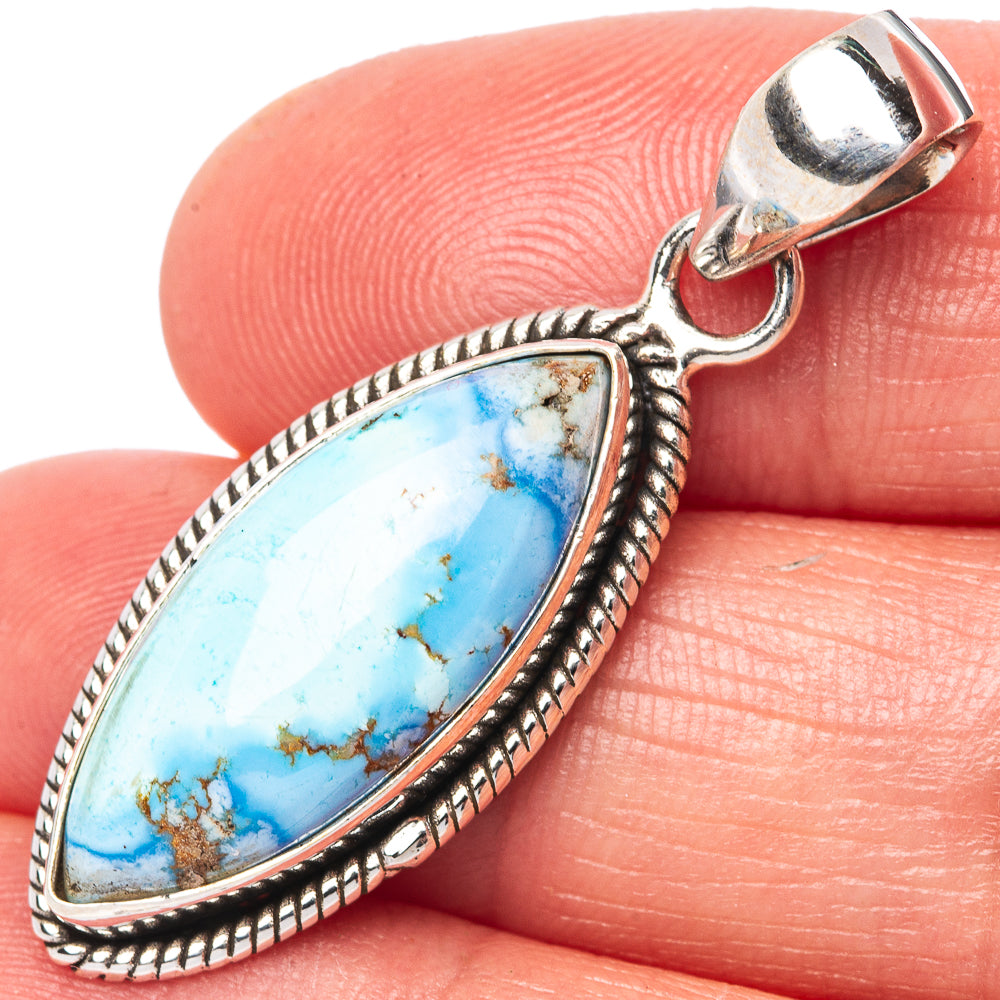 Rare Golden Hills Turquoise Pendant 1 5/8" (925 Sterling Silver) P42700