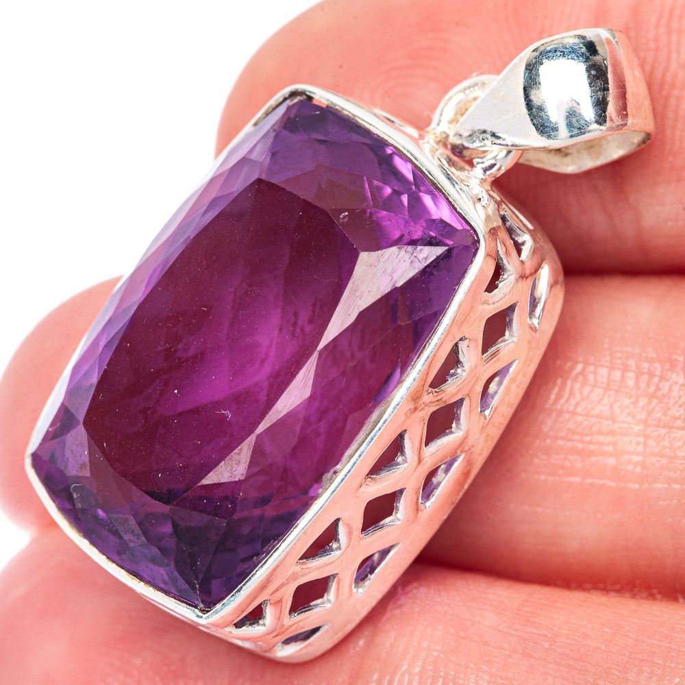 Faceted Premium Amethyst Pendant 1 3/8" (925 Sterling Silver) P39870