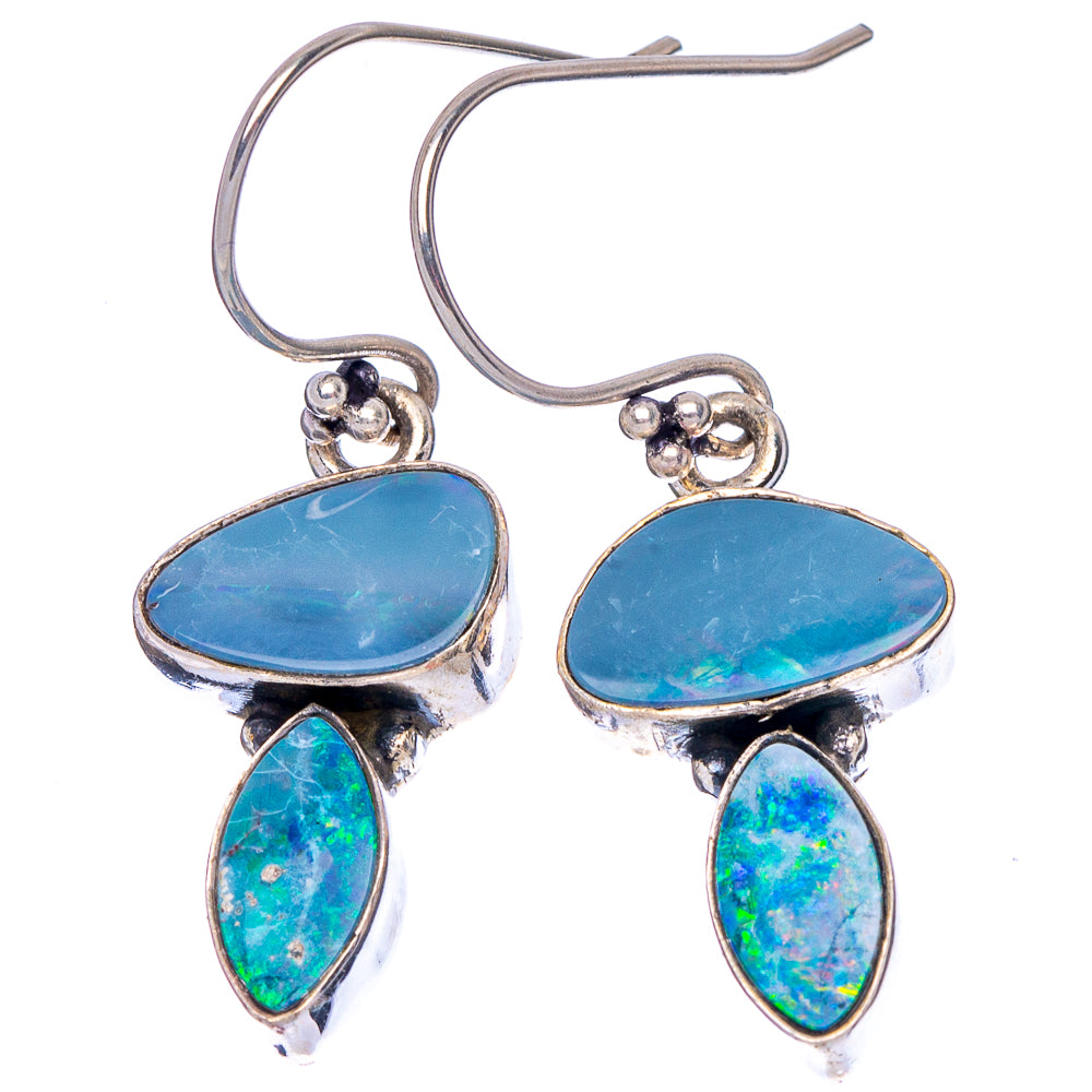 Rare Doublet Opal Earrings 1 3/8" (.925 Sterling Silver)