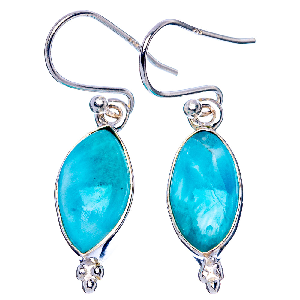 Larimar 925 Sterling Silver Earrings 1 3/8" (925 Sterling Silver) E1957