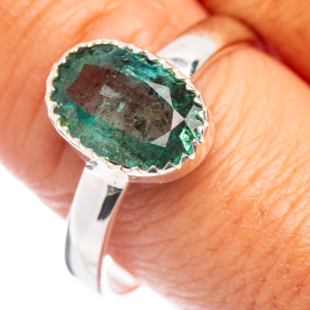 Rare Premium Faceted Zambian Emerald Ring Size 11 (.925 Sterling Silver)