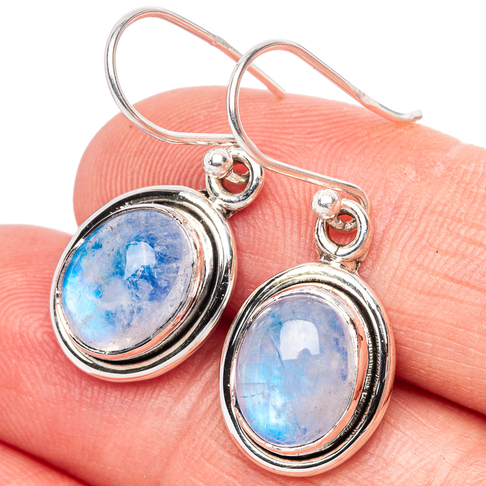 Rainbow Moonstone Earrings 1 1/8" (925 Sterling Silver) E1413