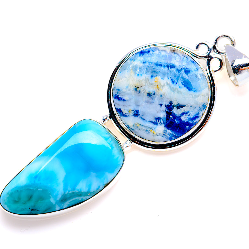 Blue Scheelite, Larimar Pendant 2 3/4" (925 Sterling Silver) PD38168