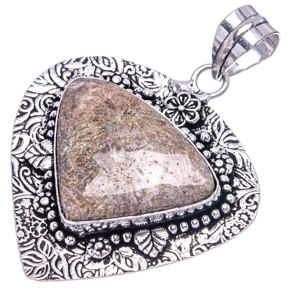 Fossil Coral Pendant 2 1/8" (German Silver)