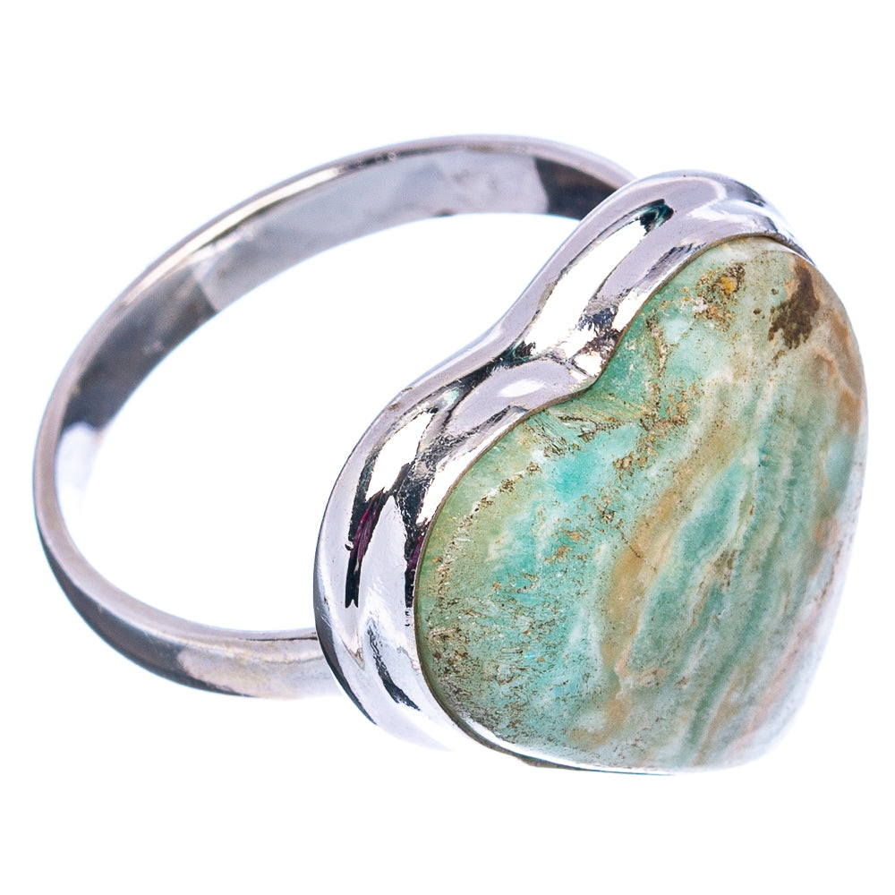 Blue Aragonite Heart Ring Size 11.25 (.925 Sterling Silver)