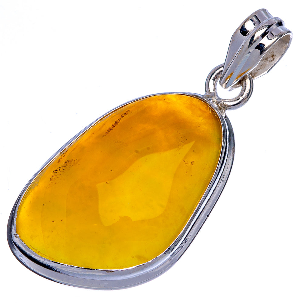 Yellow Agate Pendant 1 1/2" (925 Sterling Silver) P40146