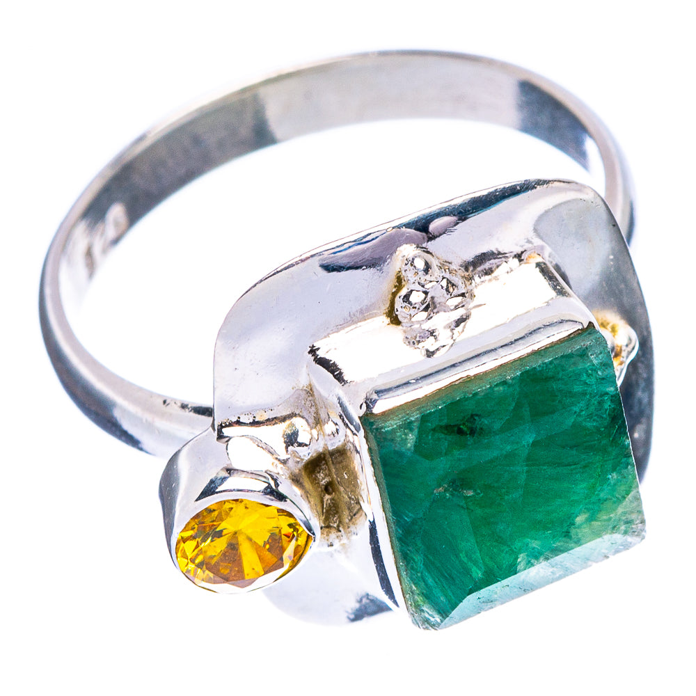 Zambian Emerald, Citrine Ring Size 7.25 (925 Sterling Silver) R147010