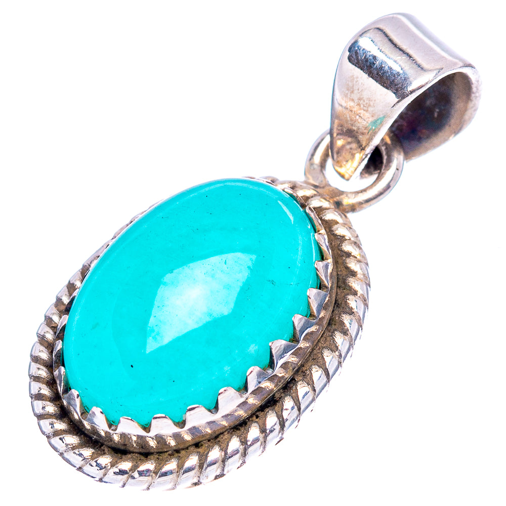 Amazonite Native Style Pendant 1 1/8" (.925 Sterling Silver)