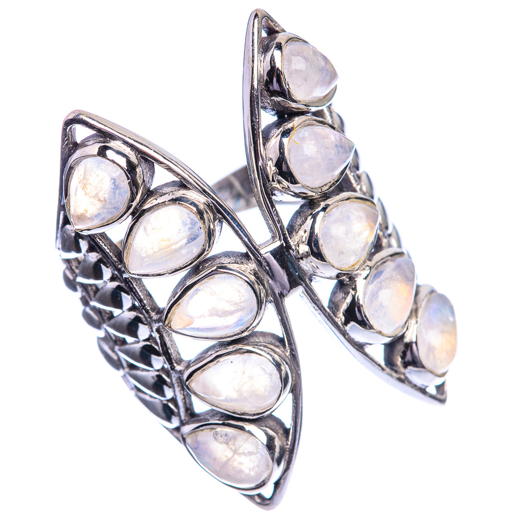 Large Rainbow Moonstone 925 Sterling Silver Ring Size 8.5