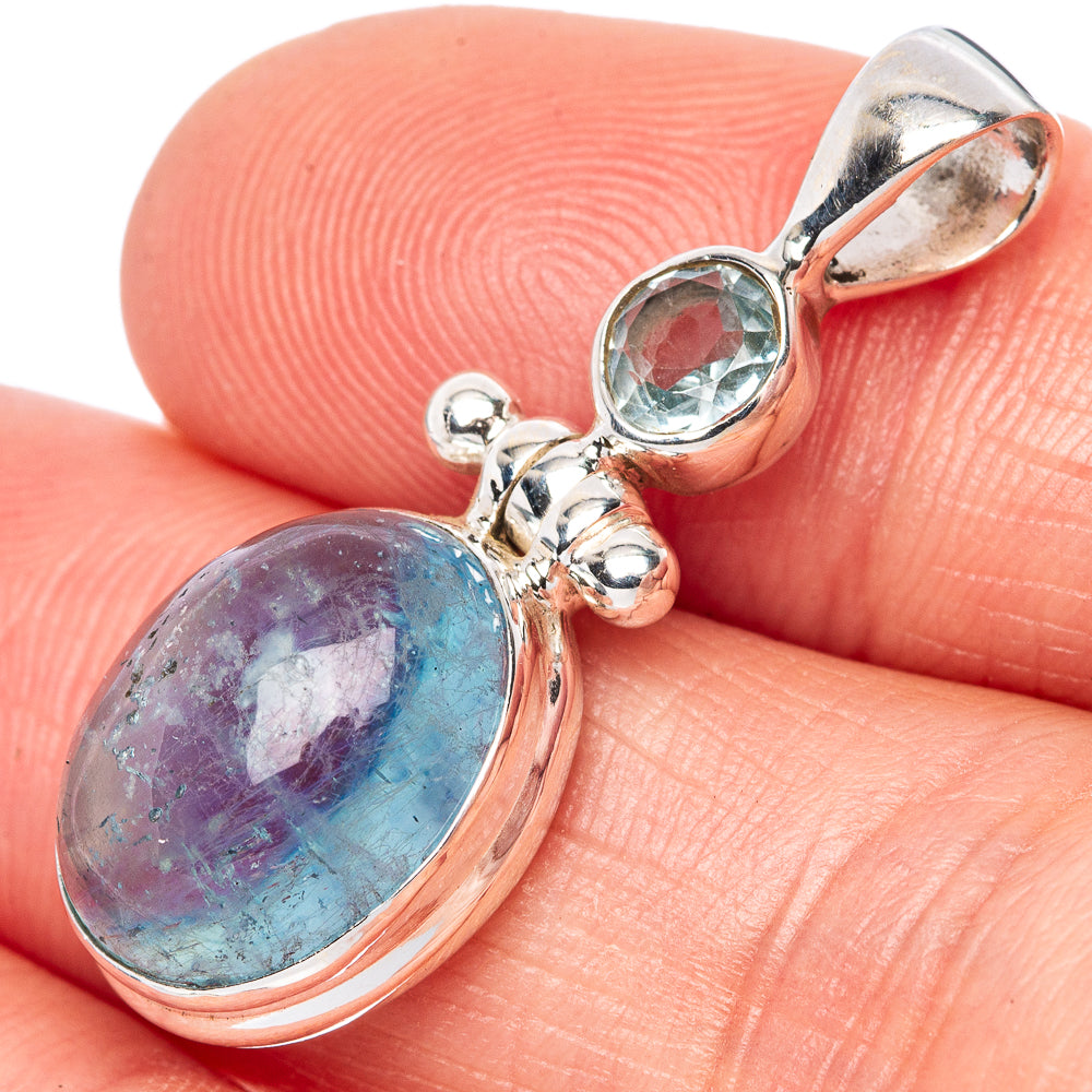 Aquamarine, Blue Topaz Pendant 1 1/4" (925 Sterling Silver) P42818