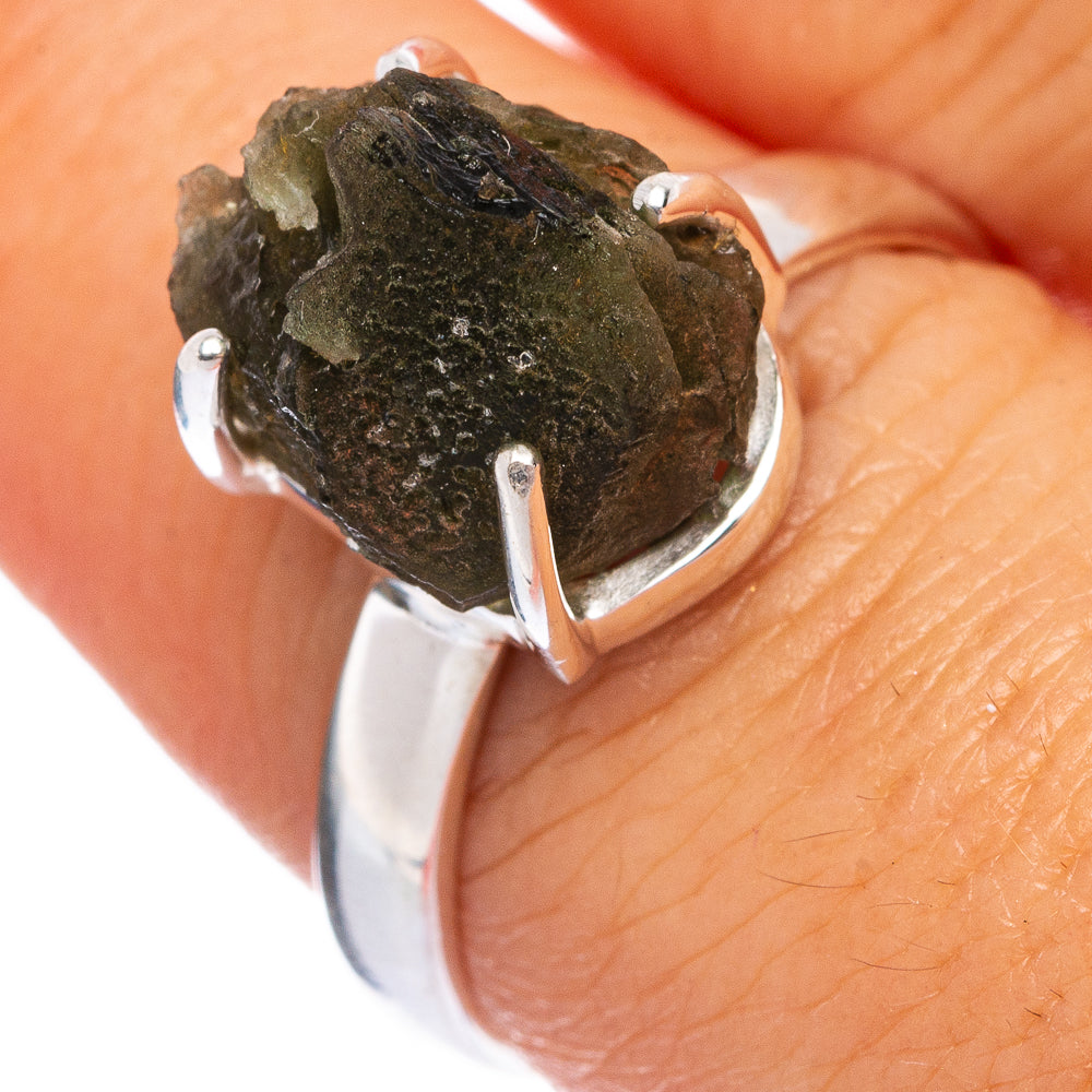 Rare Czech Moldavite Ring Size 8 (925 Sterling Silver) R145613