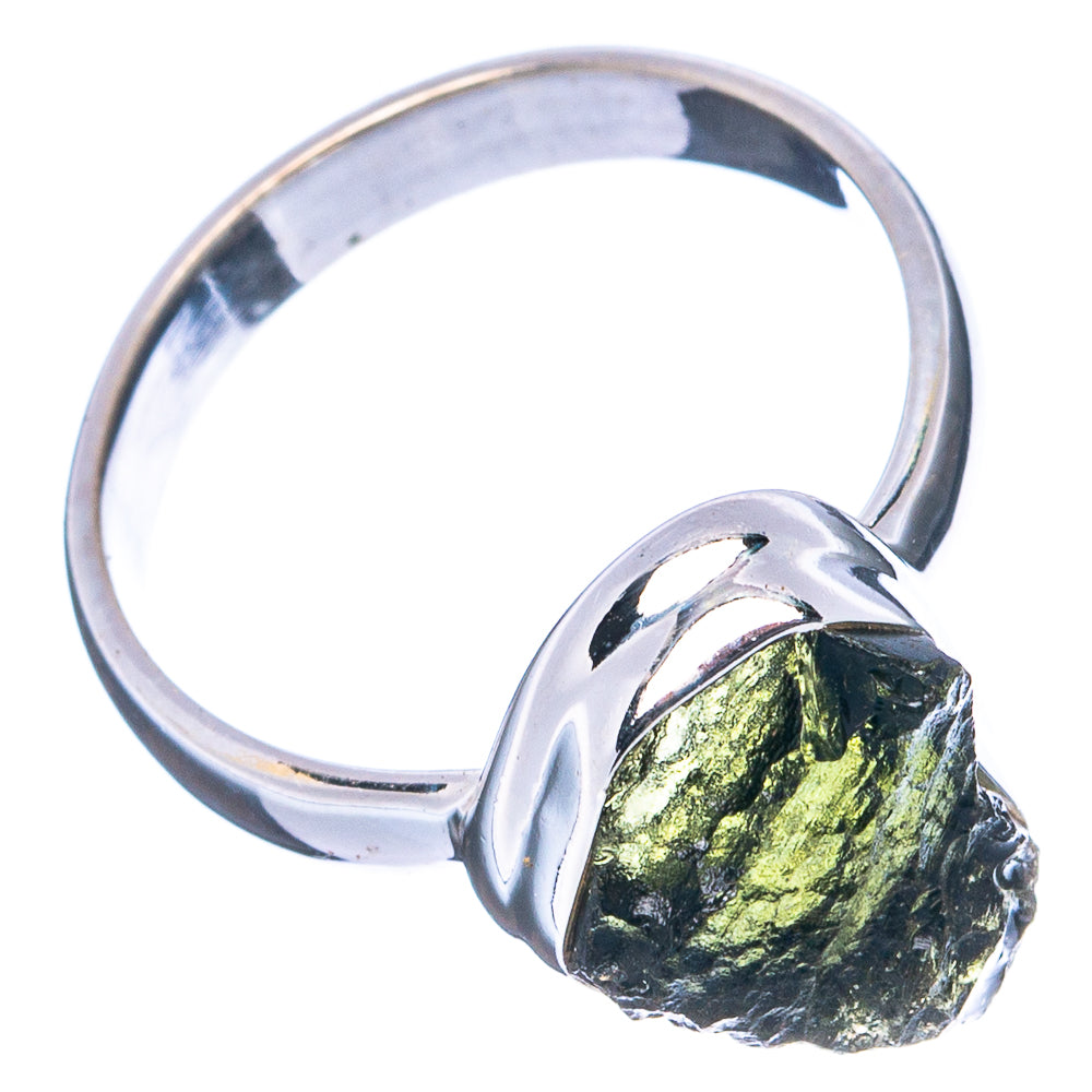 Rare Raw Moldavite Ring Size 6 (.925 Sterling Silver)