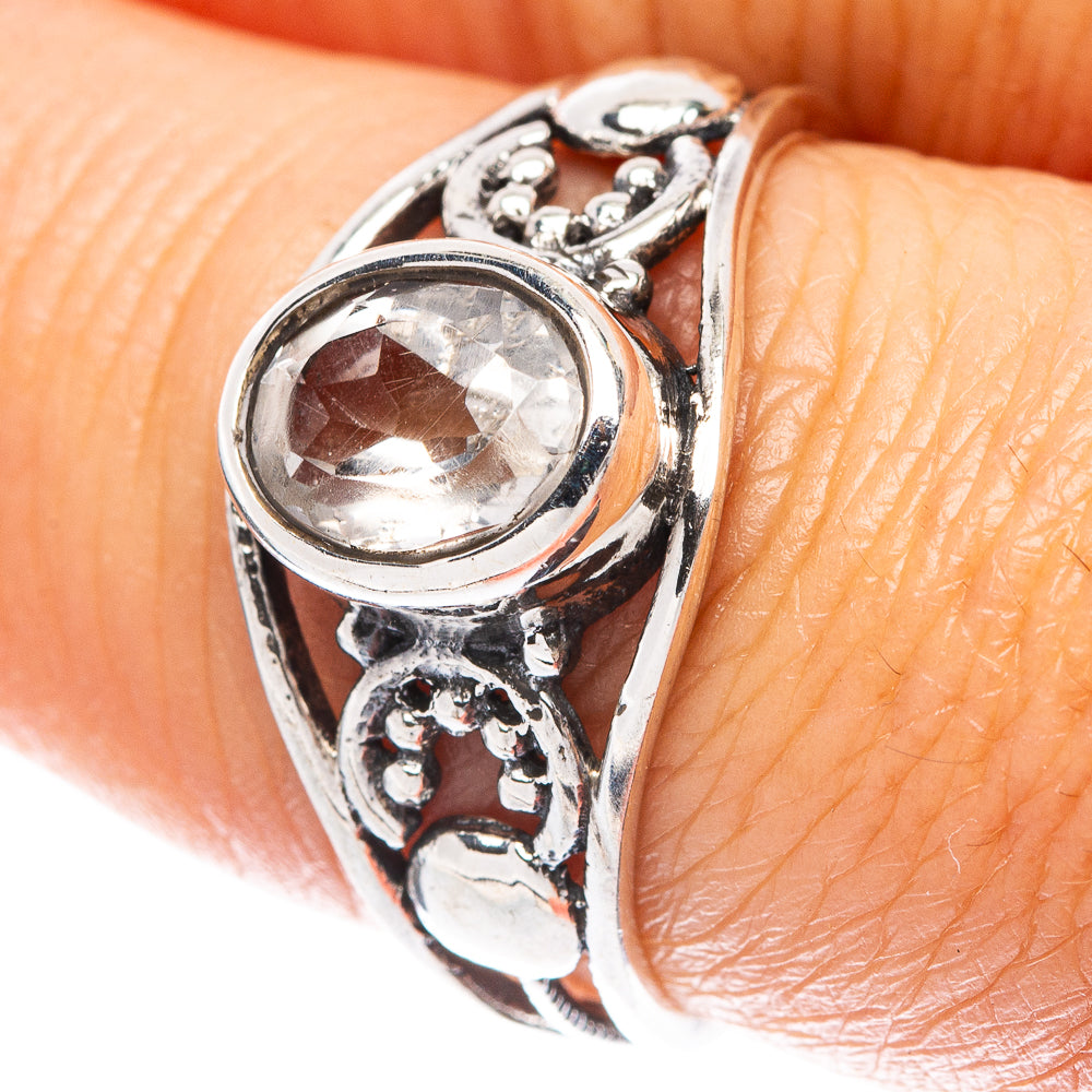 White Quartz Dainty Ring Size 7.75 (925 Sterling Silver) R6007