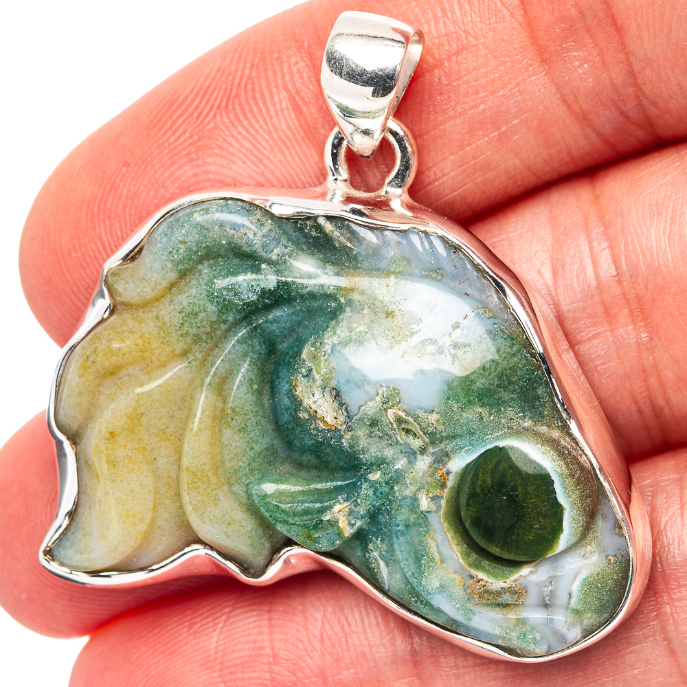 Premium Ocean Jasper Pendant 1 1/2" (.925 Sterling Silver)