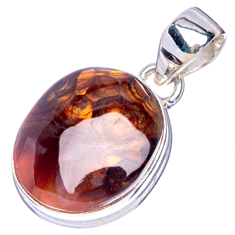 Rare Mexican Fire Agate Pendant 1 1/8" (925 Sterling Silver) P40627