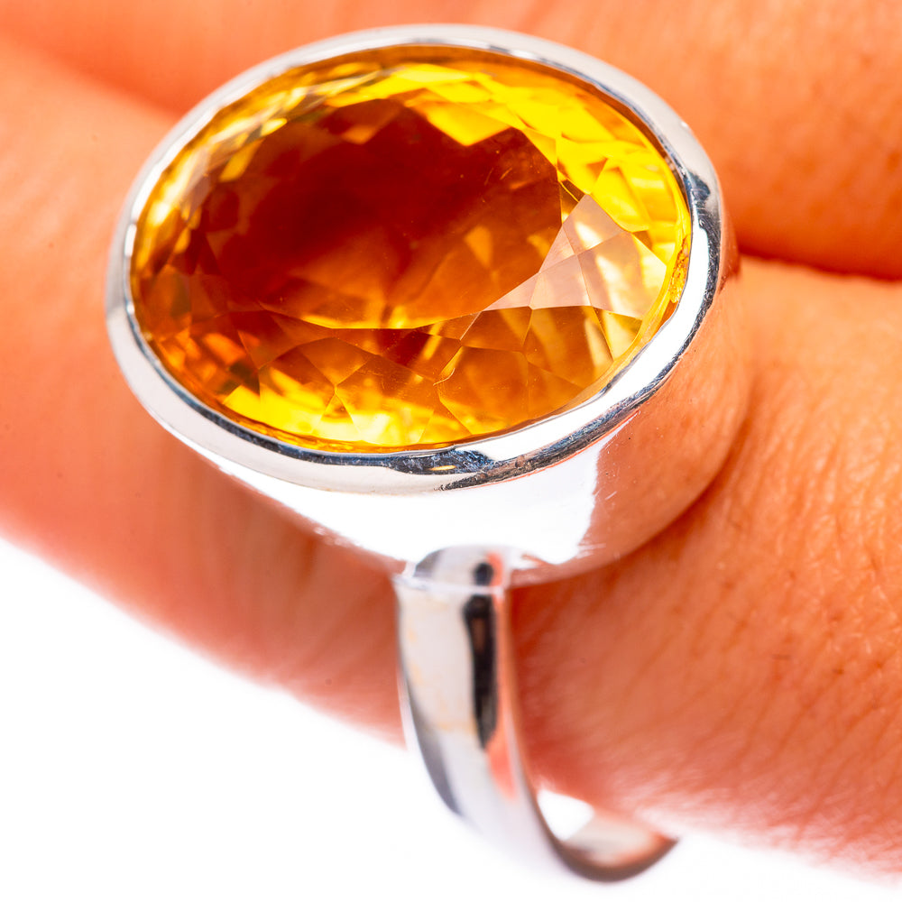 Large Faceted Citrine 925 Sterling Silver Ring Size 10 (925 Sterling Silver) RING140415