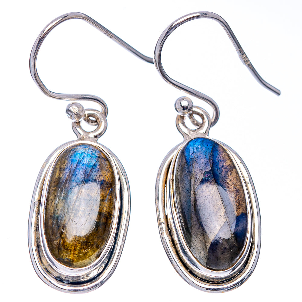 Labradorite Earrings 1 3/8" (.925 Sterling Silver)