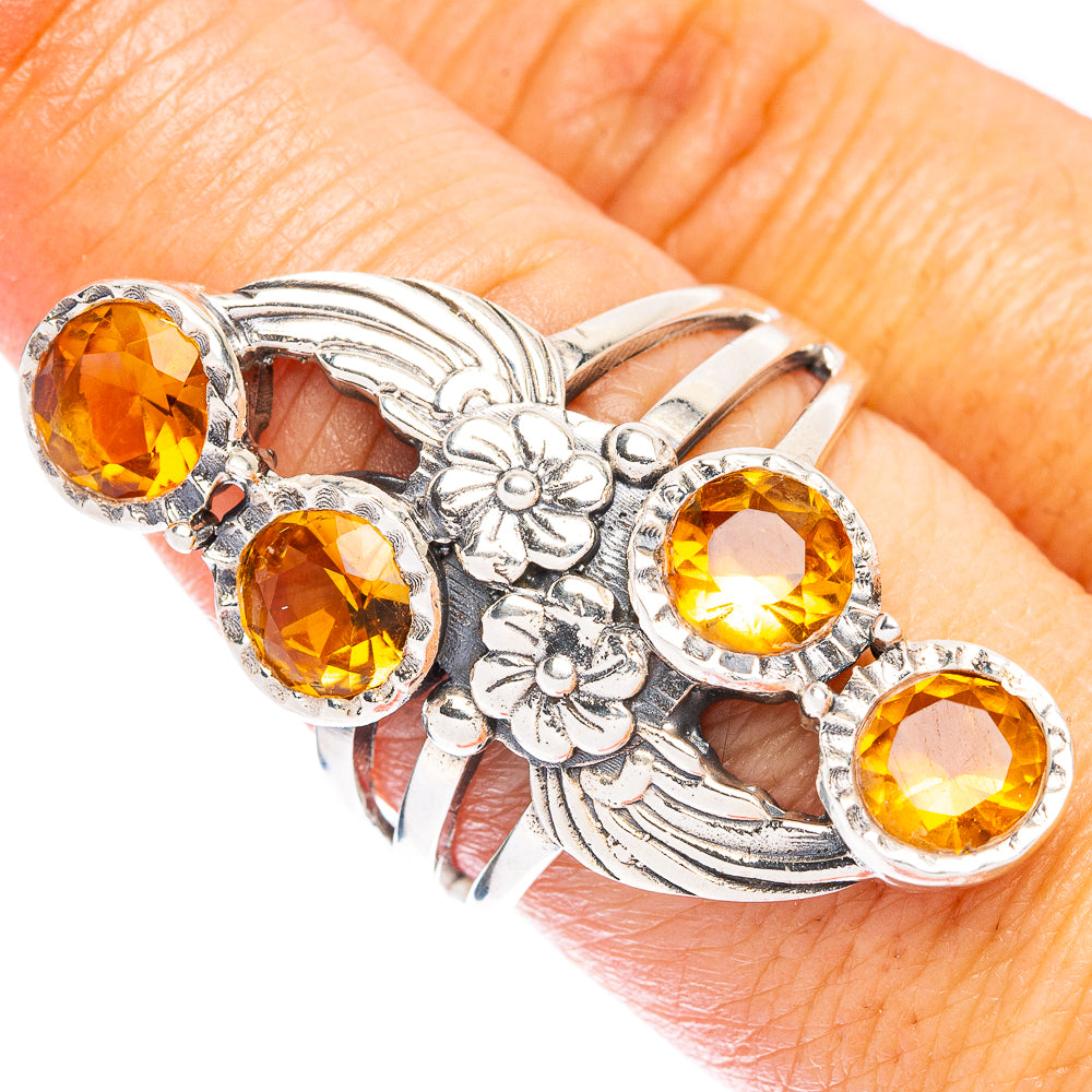Faceted Citrine Flower Ring Size 8.75 (925 Sterling Silver) R146870