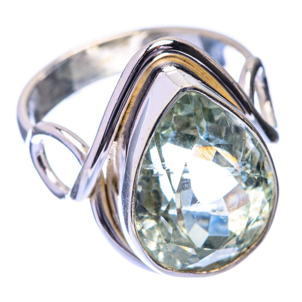 Faceted Green Amethyst Ring Size 5.5 (925 Sterling Silver) R141512