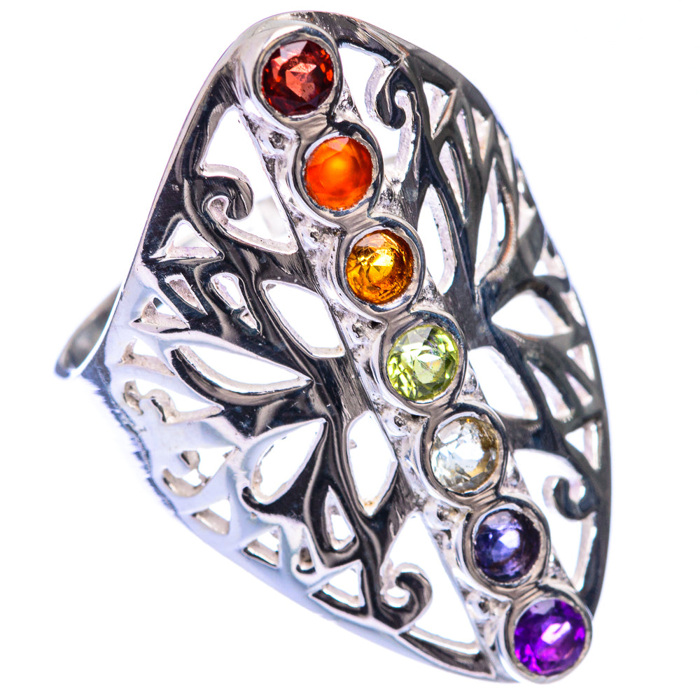 Rainbow Chakra Ring Size 8.75 (925 Sterling Silver) R141336