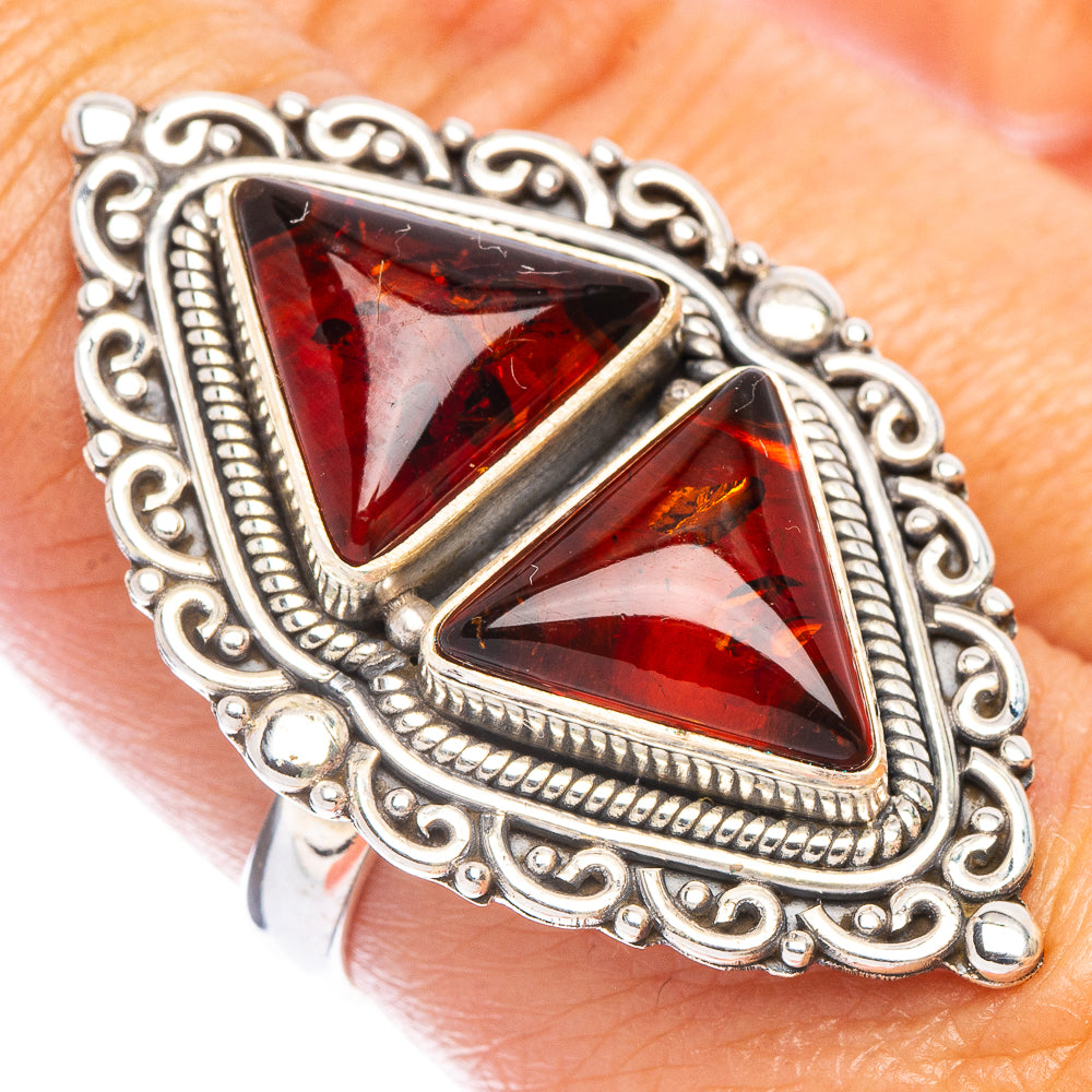 Large Baltic Amber Ring Size 7.75 (925 Sterling Silver) R7189