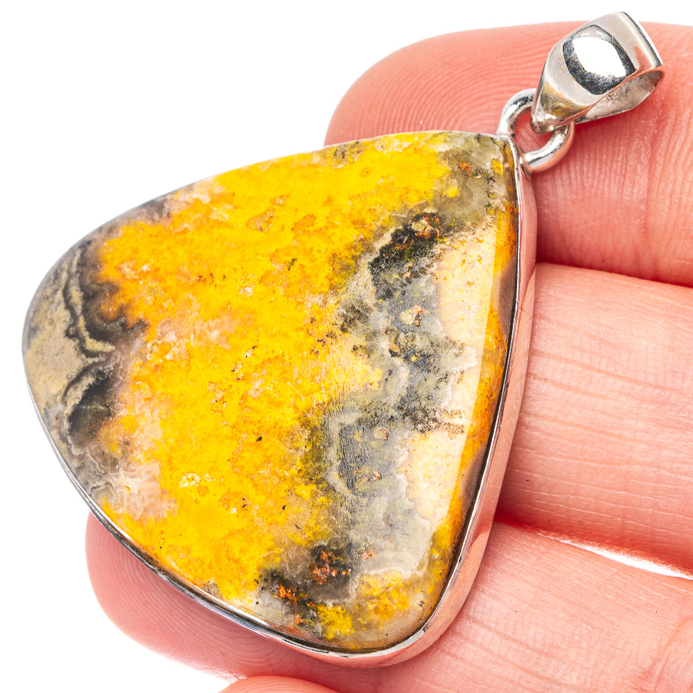 Bumble Bee Jasper Pendant 1 5/8" (925 Sterling Silver) P43169
