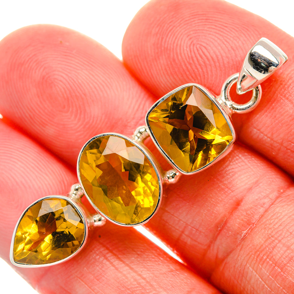 Faceted Citrine Pendant 2" (925 Sterling Silver) PD38155