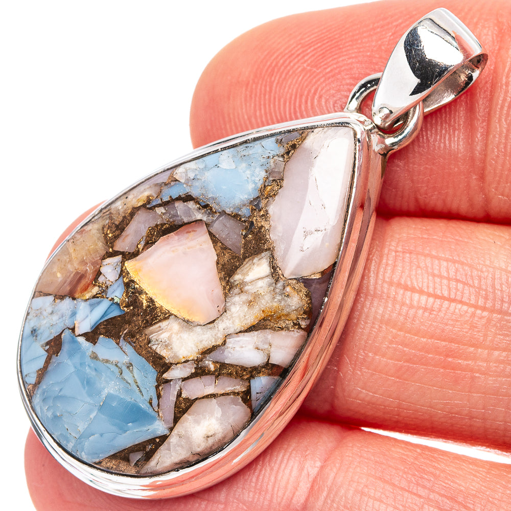 Pink Opal Matrix Pendant 1 5/8" (.925 Sterling Silver)