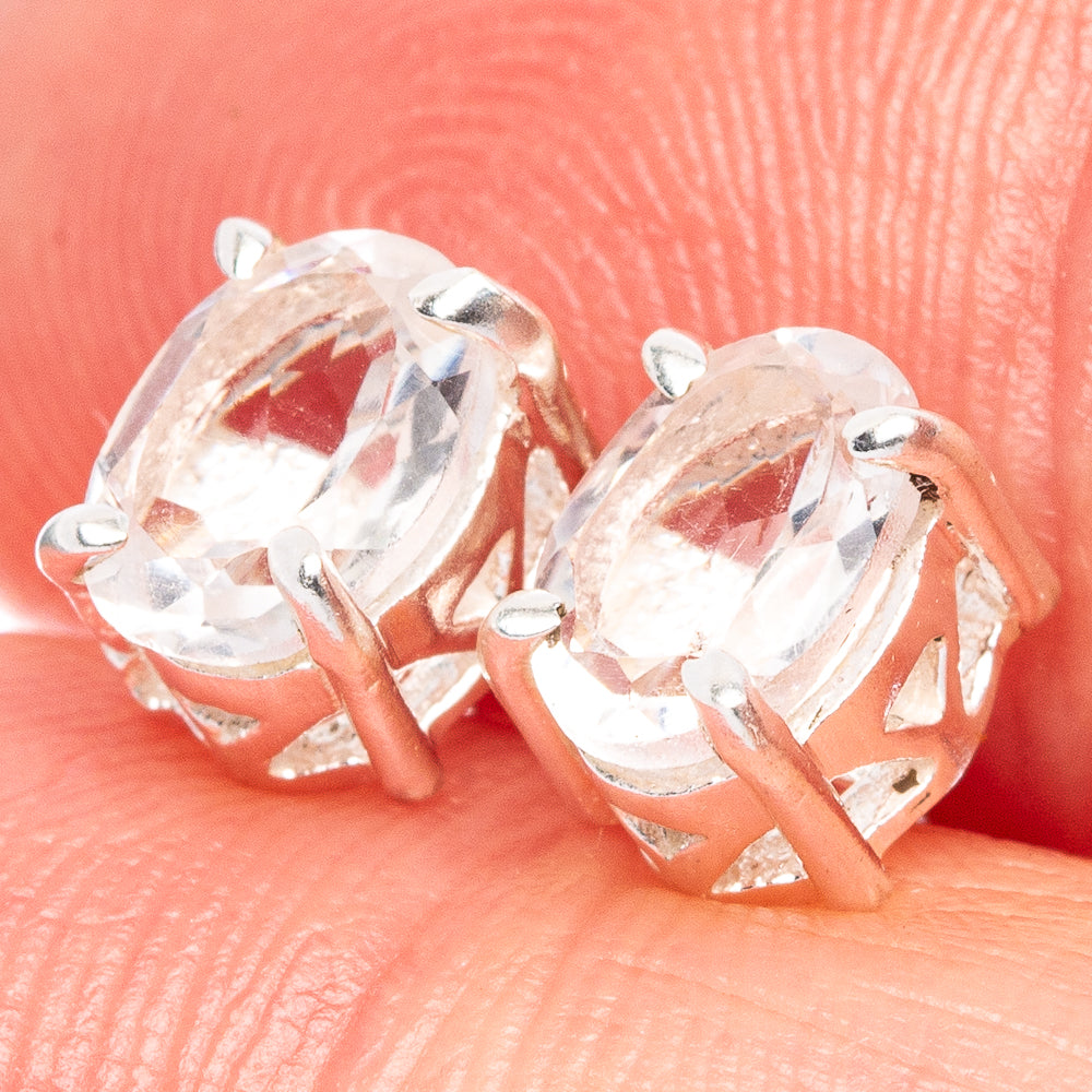 White Quartz Dainty Earrings 1/4" (925 Sterling Silver) E2046