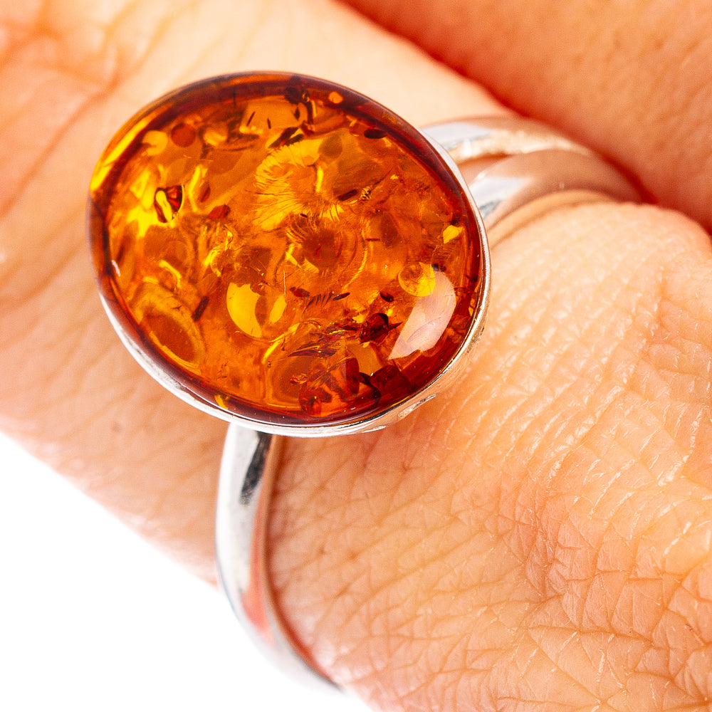 Baltic Amber Ring Size 6 Adjustable (.925 Sterling Silver)