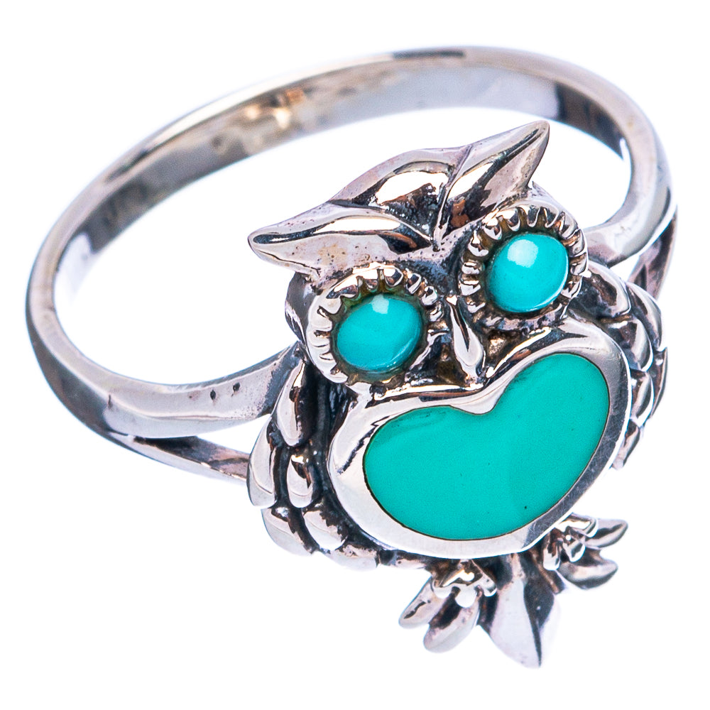 Rare Arizona Turquoise Owl Ring Size 5.5 (925 Sterling Silver) R4858
