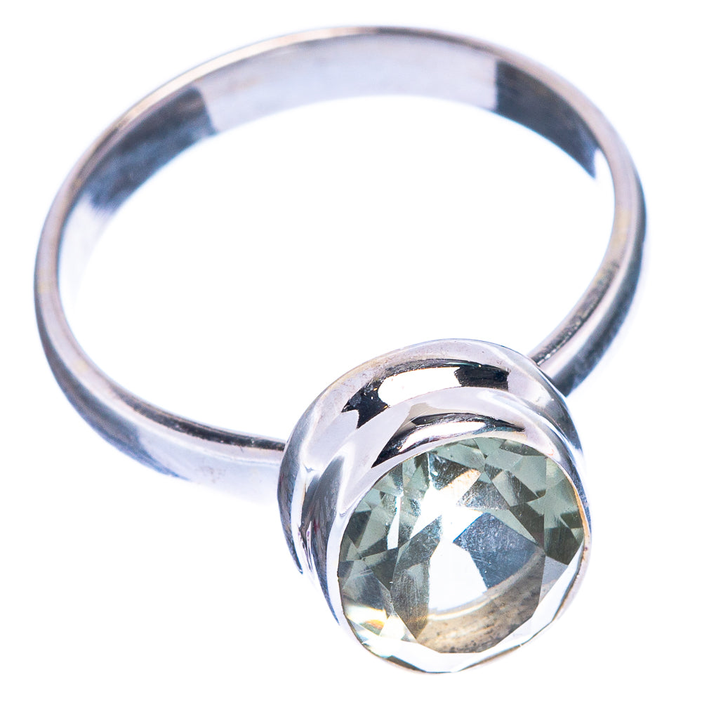 Faceted Green Amethyst Ring Size 7 (925 Sterling Silver) R1109