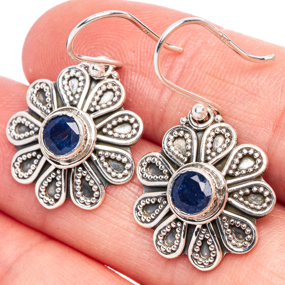 Sapphire Snowflake Earrings 1 1/4" (925 Sterling Silver) E433326