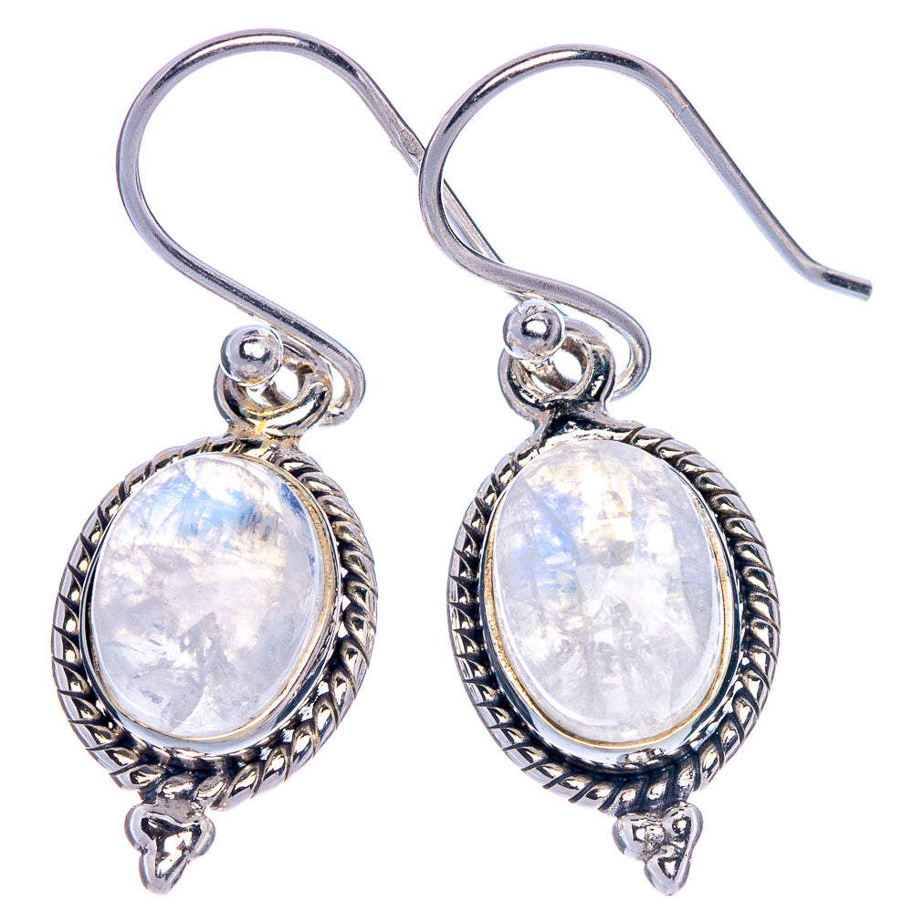 Rainbow Moonstone Earrings 1 1/8" (925 Sterling Silver) E1051