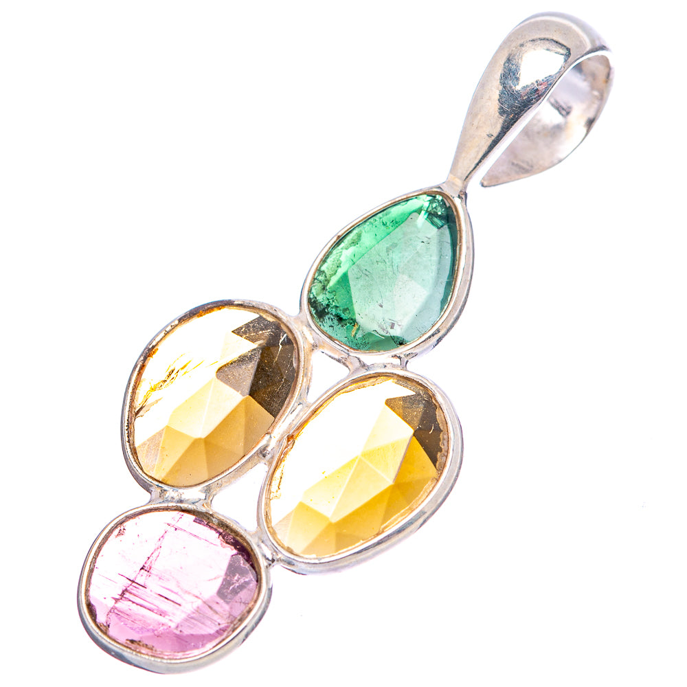 Rare Faceted Tourmaline Pendant 1 3/8" (.925 Sterling Silver)