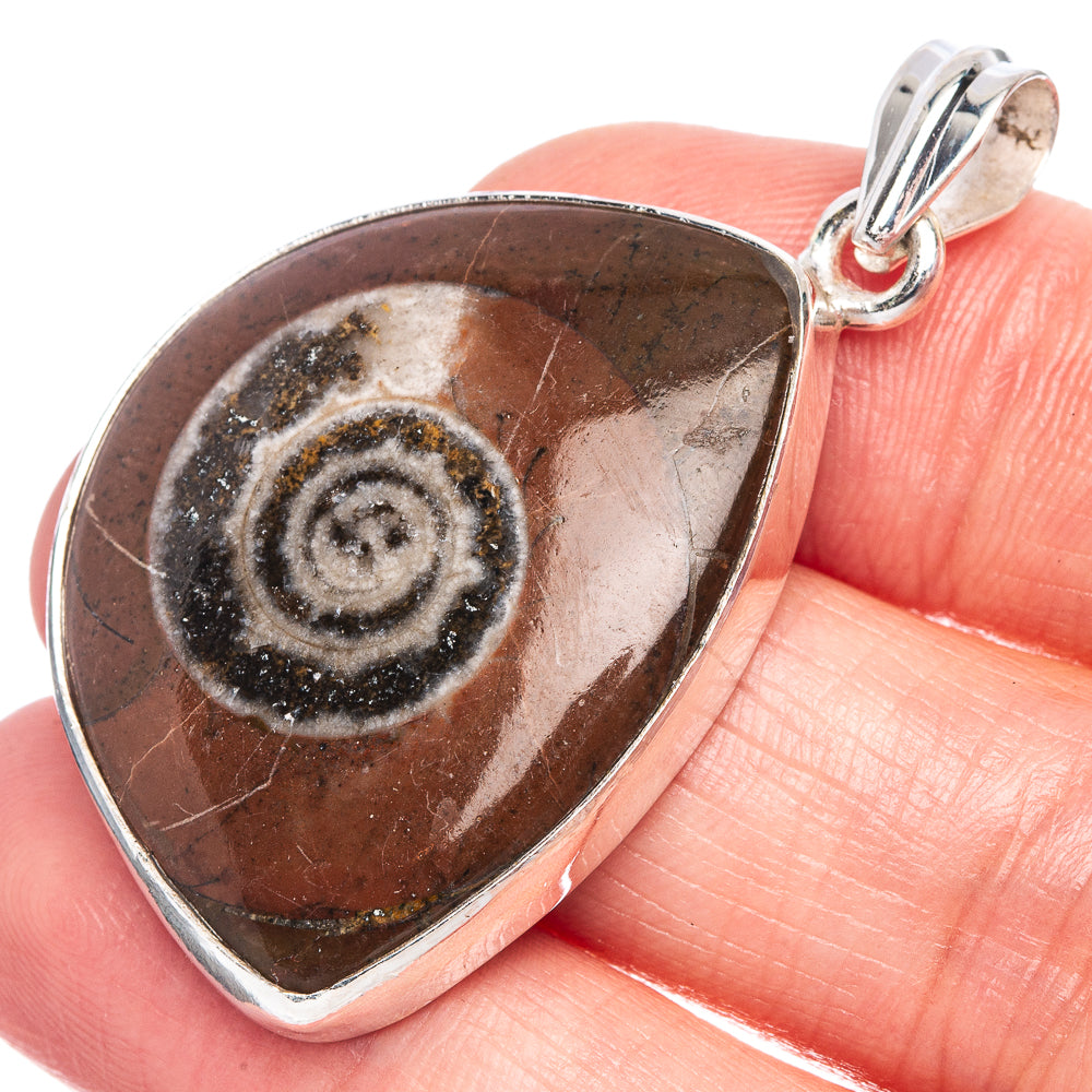 Ammonite Fossil Pendant 1 3/4" (925 Sterling Silver) P40216