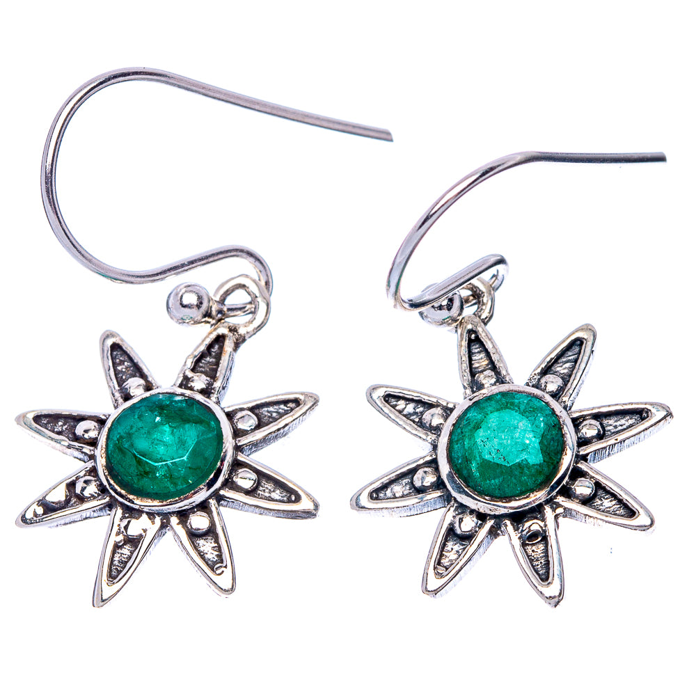 Green Sillimanite  Flower Dainty Earrings 1 1/4" (925 Sterling Silver) E2070