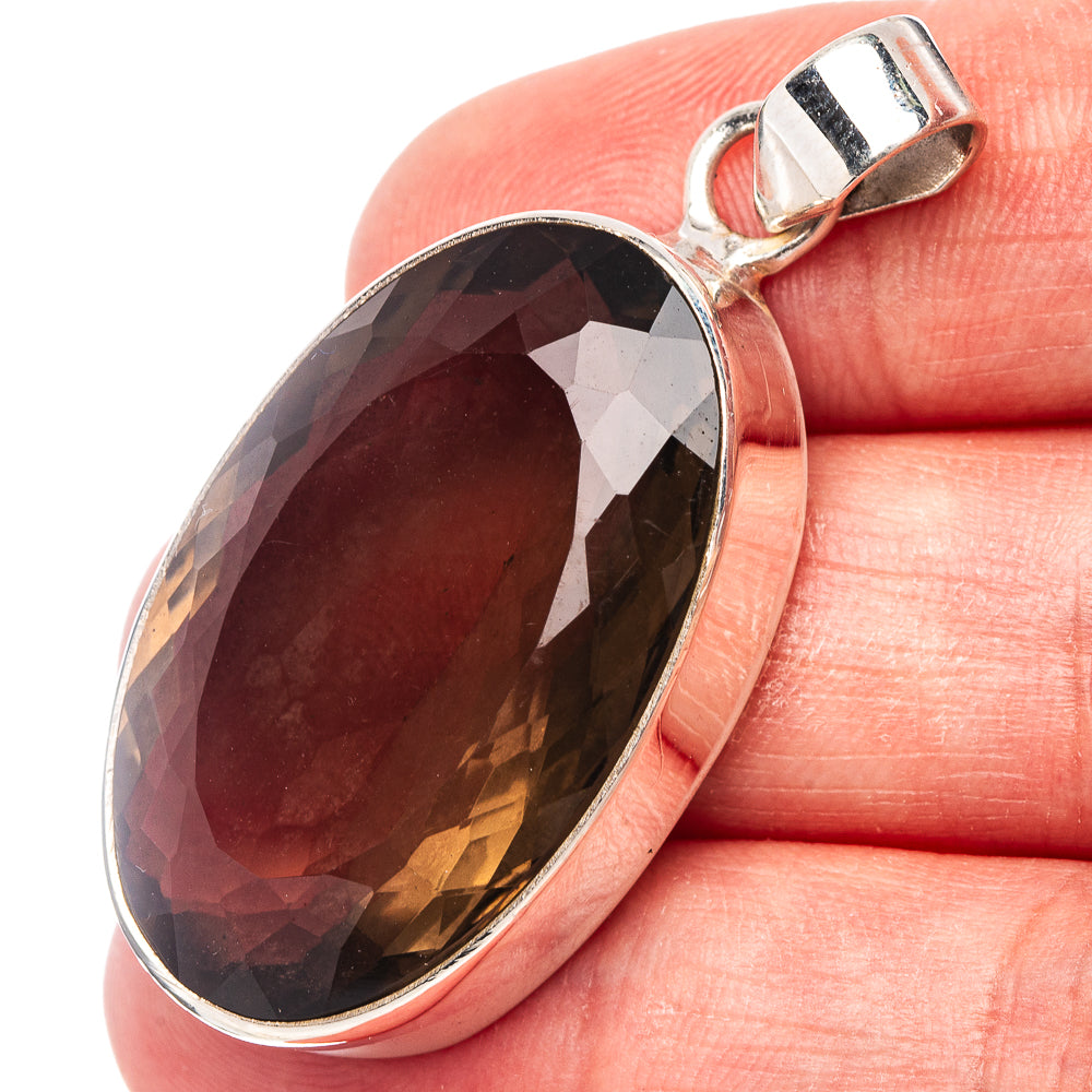 Premium Smoky Quartz Pendant 1 7/8" (.925 Sterling Silver)