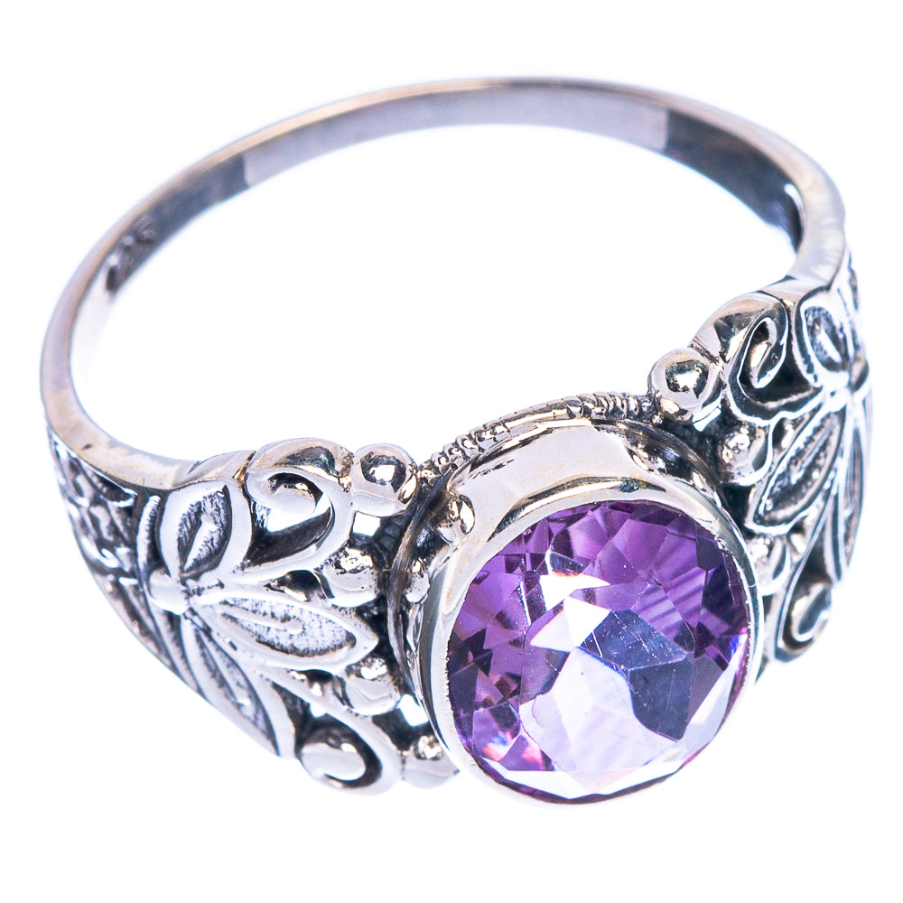 Faceted Amethyst Flower Ring Size 9 (925 Sterling Silver) R147091