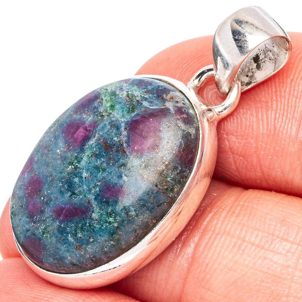 Ruby Fuchsite Pendant 1 3/8" (925 Sterling Silver) P43484