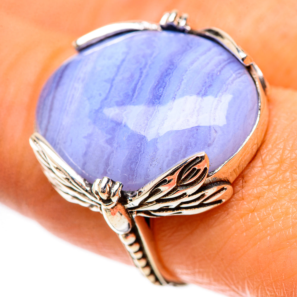 Blue Lace Agate Ring Size 8 (925 Sterling Silver) RING139319