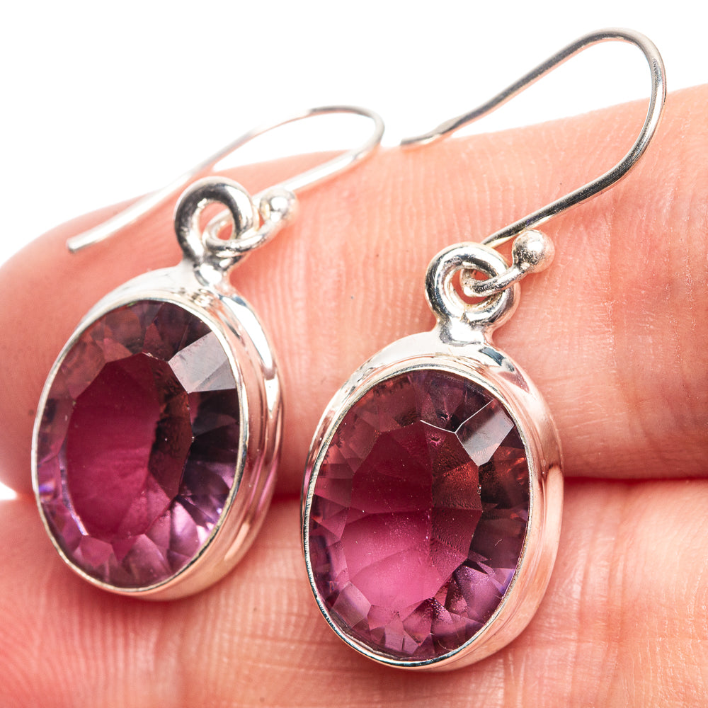 Faceted Color Change Alexandrite (Lab.) Earrings 1 1/4" (925 Sterling Silver) E432540
