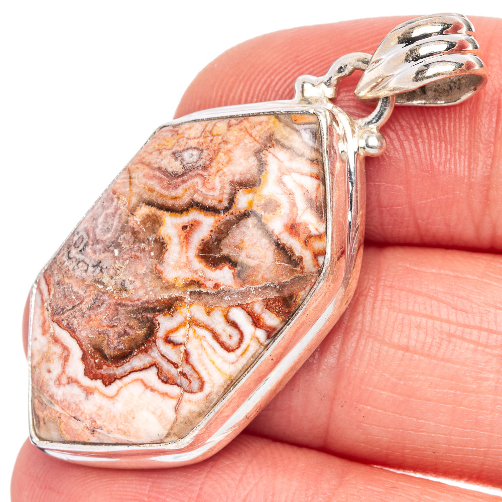 Crazy Lace Agate Pendant 1 5/8" (925 Sterling Silver) P40502