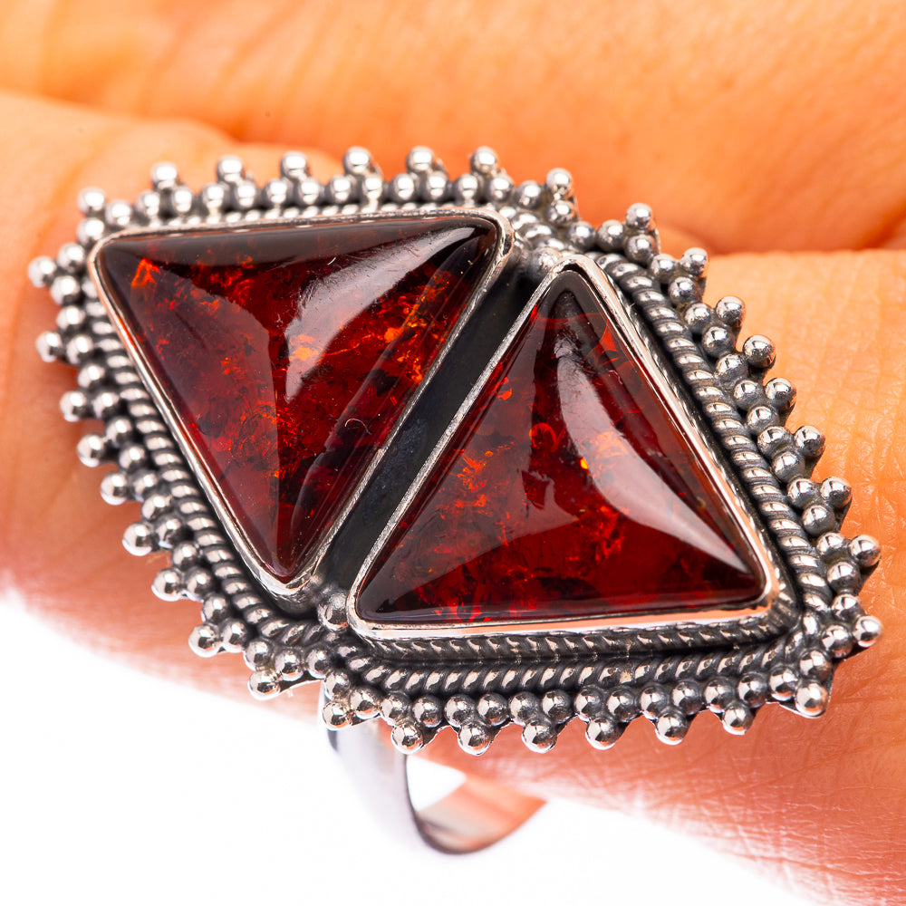 Large Baltic Amber Ring Size 12 (925 Sterling Silver) R141387