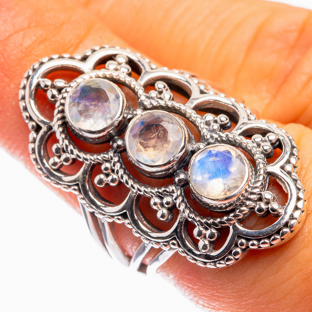 Rainbow Moonstone Ring Size 6.25 (925 Sterling Silver) R142112