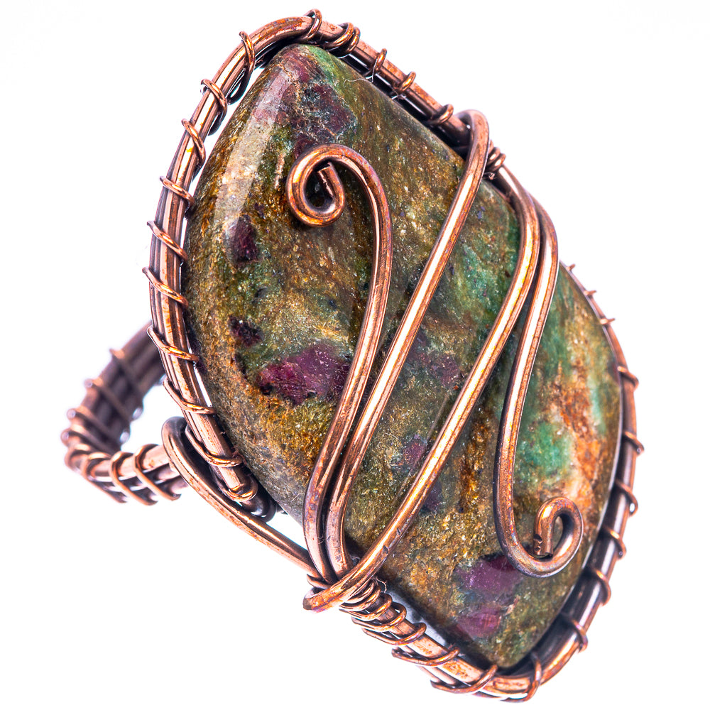 Ruby Fuchsite Ring Size 8.5 (Oxidized Copper)